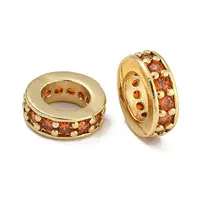 Rack Plating Brass Micro Pave Clear Cubic Zirconia Beads