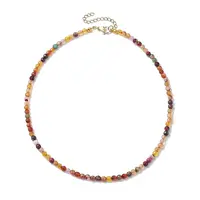 Faceted Round Natural Agate(Dyed & Heated) Beaded Necklaces for Women