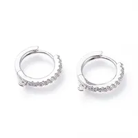 Brass Micro Pave Cubic Zirconia Huggie Hoop Earring Findings