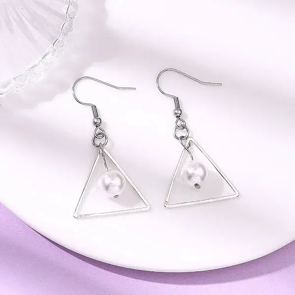 Triangle Shell Pearl Dangle Earrings
