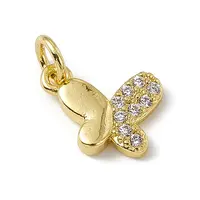 Brass Micro Pave Clear Cubic Zirconia Butterfly Charms