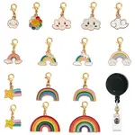 15Pcs Rainbow Alloy Enamel Badge Reel Pendant Decoration