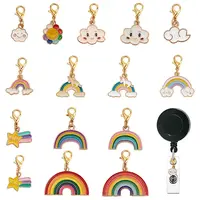 15Pcs Rainbow Alloy Enamel Badge Reel Pendant Decoration