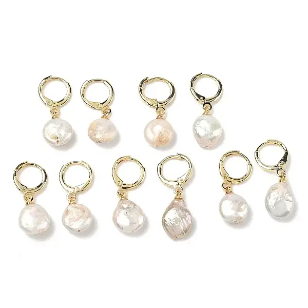 Natural Pearl Leverback Earrings