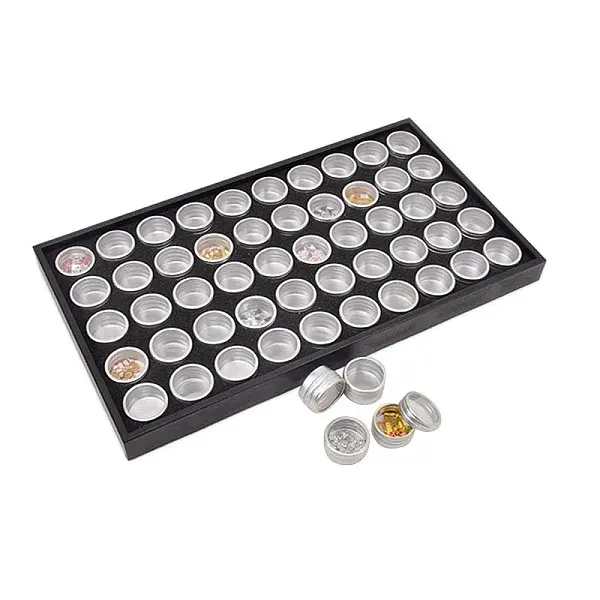 Clear Window Aluminum Flat Round Grids with Black Tray Bead Storage Containers