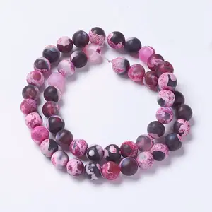 Natural Fire Crackle Agate Bead Strands