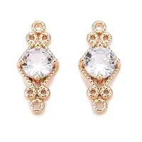 Brass Pave Faceted Glass Connector Charms
