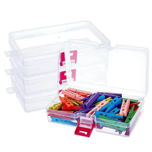 1 Grid Transparent PP Plastic Bead Containers with Hinged Lids