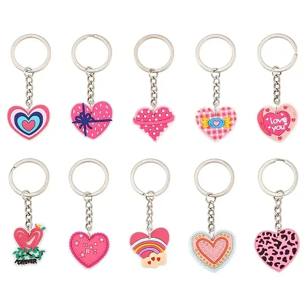 10Pcs 10 Styles PVC Keychains