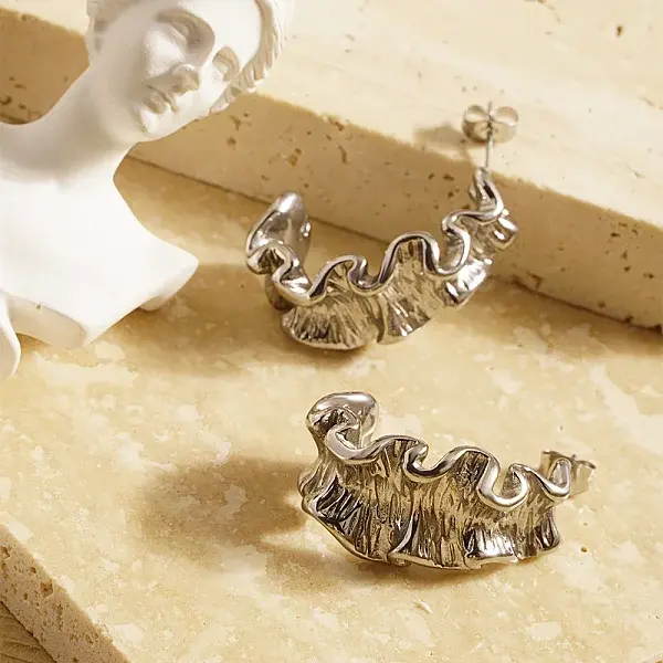 Stainless Steel C-Shaped Stud Earrings