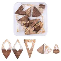 10Pcs 5 Styles Wood and Resin Pendants