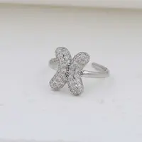 Brass Micro Pave Clear Cubic Zirconia Cuff Rings