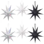 6Pcs 3 Colors Paper Star Pendant Decorations