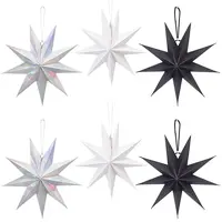 6Pcs 3 Colors Paper Star Pendant Decorations