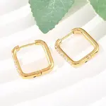 304 Stainless Steel Clear Cubic Zirconia Square Hoop Earrings