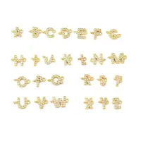 26Pcs 26 Styles Brass Micro Pave Clear Cubic Zirconia Connector Charms
