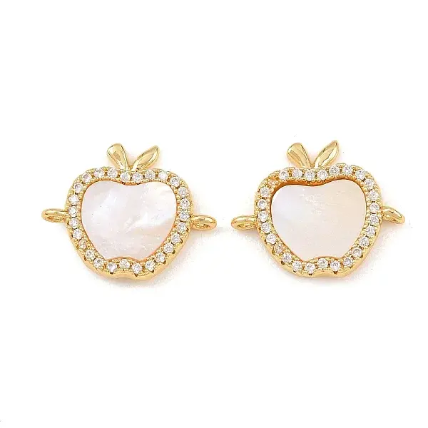 Natural White Shell Apple Link Connector Charms