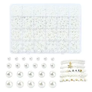 1800Pcs Baking Painted Pearlized Glass Pearl Round Beads