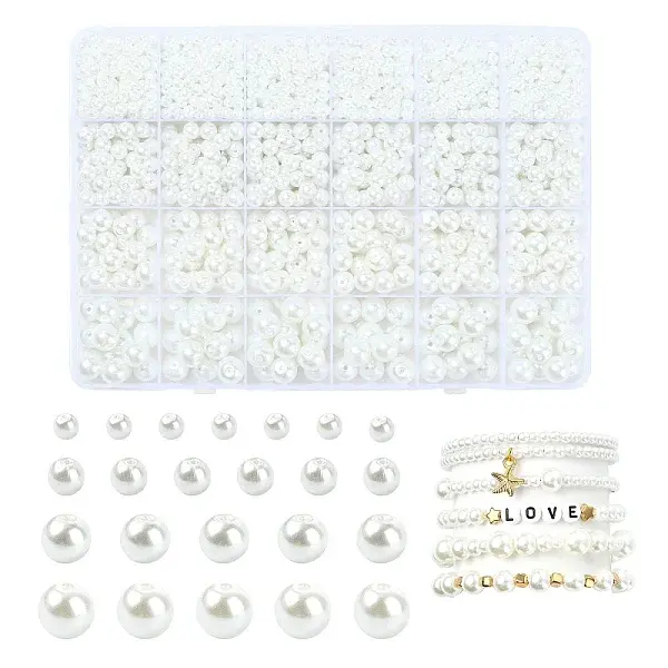 1800Pcs Baking Painted Pearlized Glass Pearl Round Beads