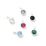 925 Sterling Silver Pave Cubic Zirconia Flat Round Charms