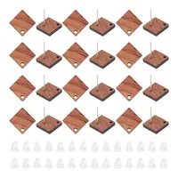 30Pcs Camel Natural Wood Stud Earrings