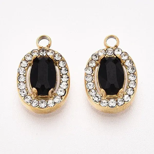 304 Stainless Steel Cubic Zirconia Charms