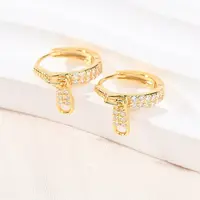 Zipper 925 Sterling Silver Micro Pave Clear Cubic Zirconia Hoop Earrings