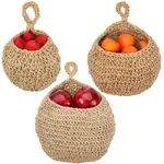 3Pcs 3 Styles Handmade Woven Cotton Fruit Net Hanging Baskets