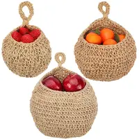 3Pcs 3 Styles Handmade Woven Cotton Fruit Net Hanging Baskets