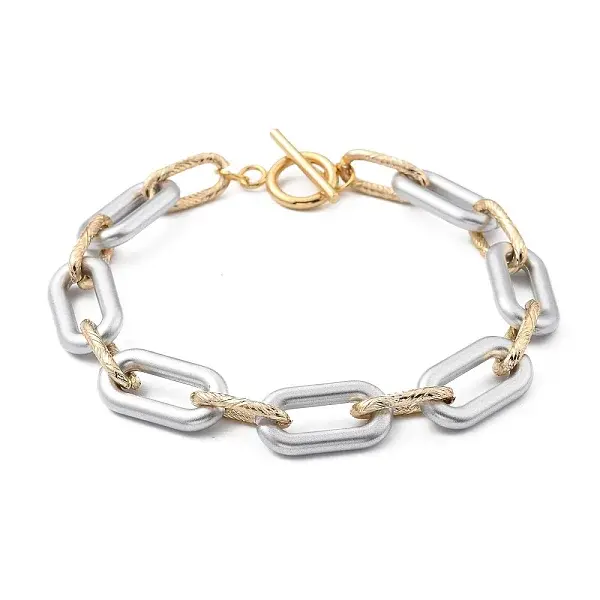 Spray Painted CCB Plastic & Aluminum Paperclip Chain Bracelets