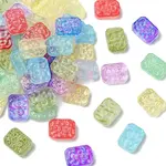 60Pcs Transparent Spray Painted Glass Beads