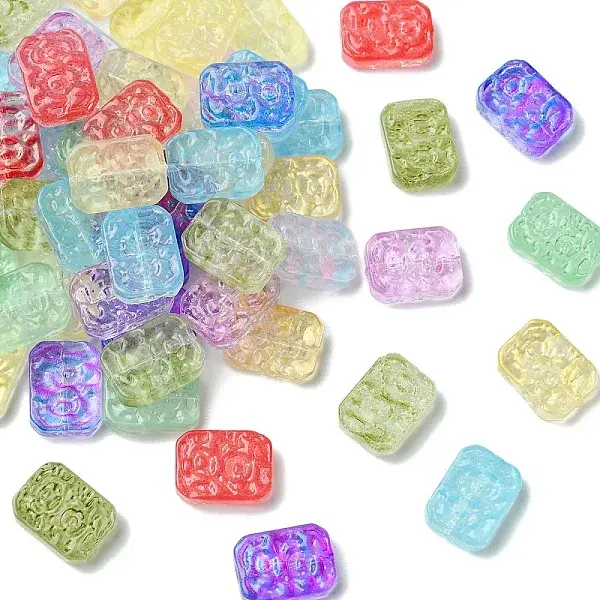 60Pcs Transparent Spray Painted Glass Beads