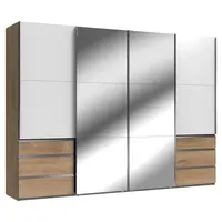 MID.YOU SKŘÍŇ S POSOUVACÍMI DVEŘMI, bílá, barvy dubu, 300/216/65 cm