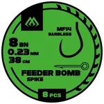 Mikado návazec mf14 feeder bomb s trnem 8 ks 38 cm - 0,23 mm velikost háčku 8