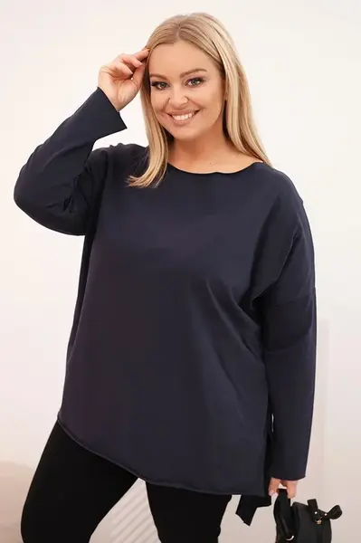 Plus Size asymetrická blúzka s dlhým rukávom