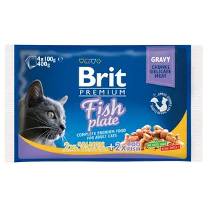 BRIT Premium Cat kapsa Fish Plate 4 x 100 g