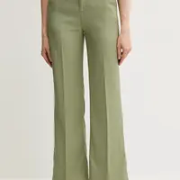 Kalhoty United Colors of Benetton dámské, zelená barva, high waist, 4T91DF099