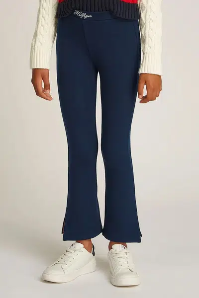 Dětské legíny Tommy Hilfiger tmavomodrá barva, hladké, KG0KG08301