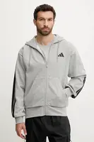 Mikina adidas Essentials pánská, šedá barva, s kapucí, s aplikací, JD1865