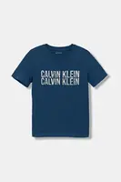 Dětské bavlněné tričko Calvin Klein Jeans modrá barva, s potiskem, IB0IB02530