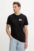 Bavlněné tričko Tommy Jeans pánské, béžová barva, s potiskem, DM0DM20740