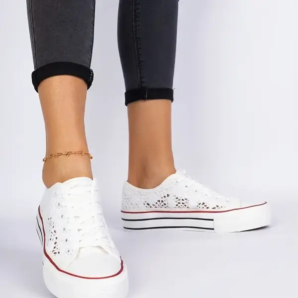 Gemre White Women's Lace Sneakers Fernansis