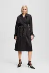Trench kabát Karl Lagerfeld dámský, černá barva, dvouřadový, A3W15011