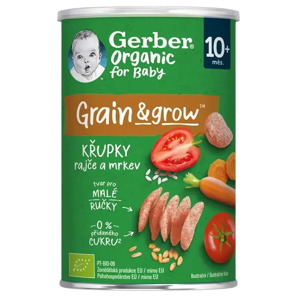 GERBER Organic křupky s rajčaty a mrkví 35 g