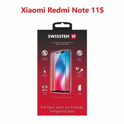 Tvrzené sklo Swissten Full Glue, Color Frame, Case Friendly pro Xiaomi Redmi Note 11s, černá