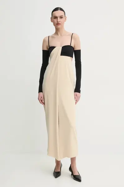 Šaty Nanushka SELLY béžová barva, maxi, NW25RSDR04511