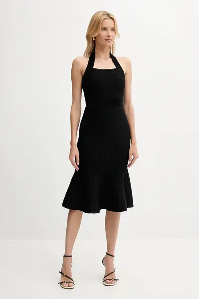 Šaty Guess SOFIE černá barva, midi, přiléhavé, W5YK39 Z2XY0