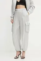 Kalhoty Armani Exchange dámské, šedá barva, high waist, XW000139 AF10839