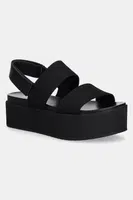 Sandály Calvin Klein Jeans FLATFORM SANDAL SLING IN dámské, černá barva, na platformě, YW0YW01788