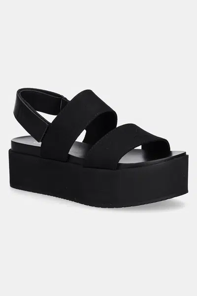 Sandály Calvin Klein Jeans FLATFORM SANDAL SLING IN dámské, černá barva, na platformě, YW0YW01788